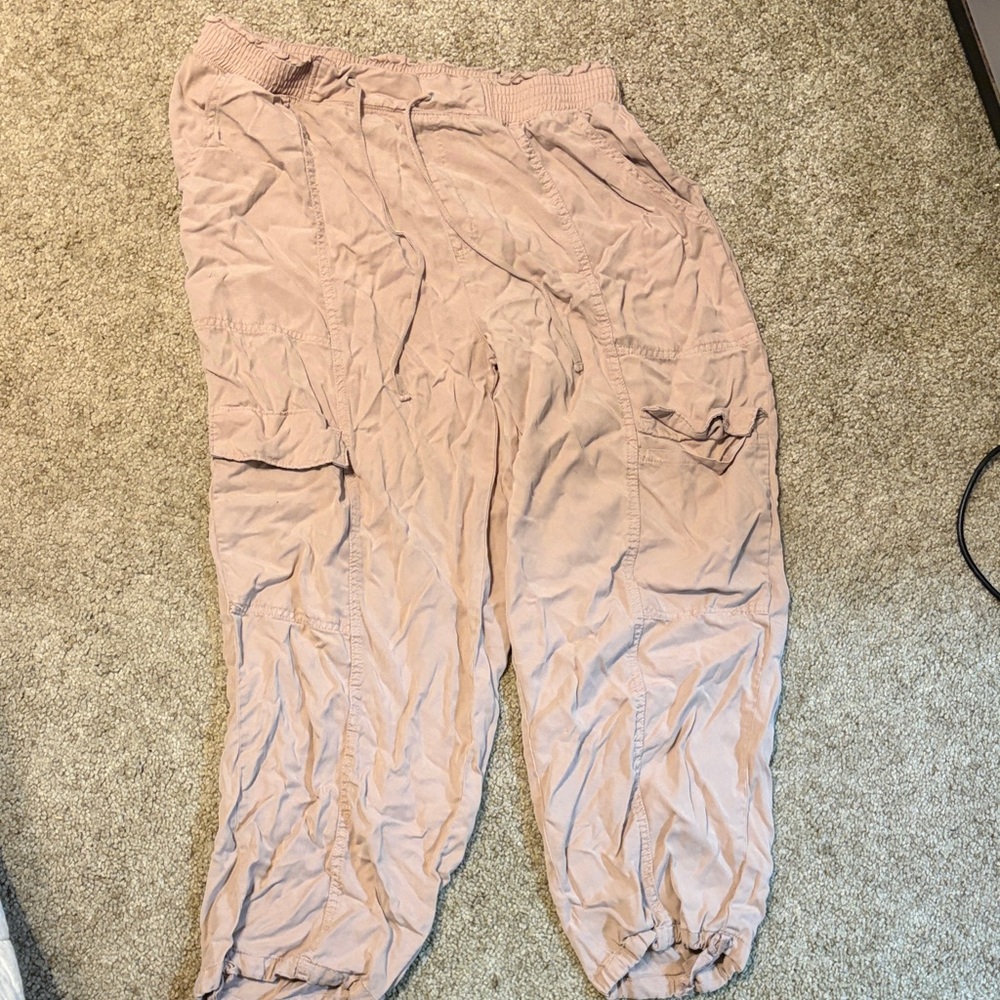 Light Pink-Mauve Loose Cargo Pants
